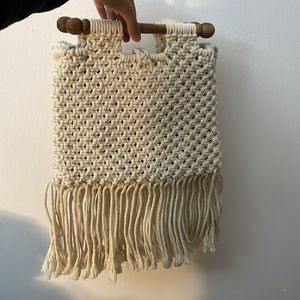 White Crochet Handle Bag